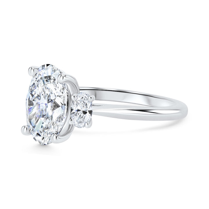 Three-Stone Oval Lab-Grown Diamond 14K White Gold Trellis Engagement Ring Setting