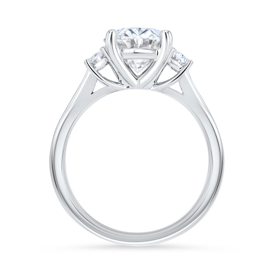 Three-Stone Oval Lab-Grown Diamond 14K White Gold Trellis Engagement Ring Setting