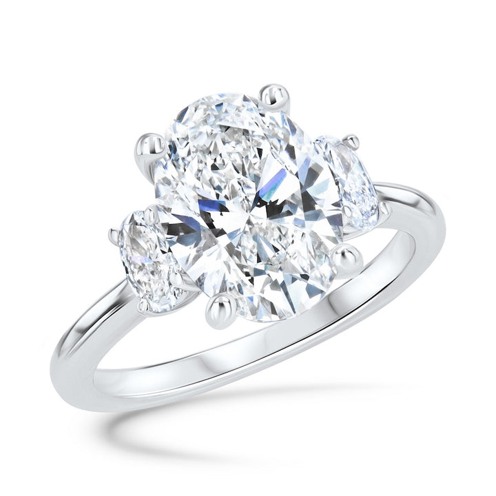 Three-Stone Oval Lab-Grown Diamond 14K White Gold Trellis Engagement Ring Setting