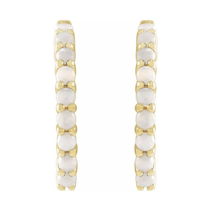 Cabochon Hinged Hoop Earrings