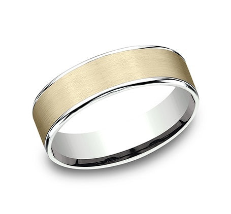 14kt Yellow & White Gold 6.5mm Men's Wedding Band