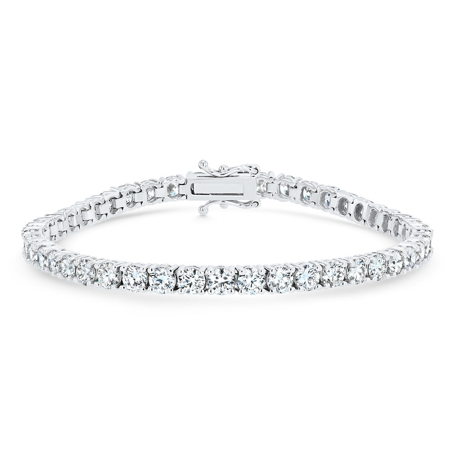 7.57 Carat Round Natural Diamond 14K White Gold Tennis Bracelet