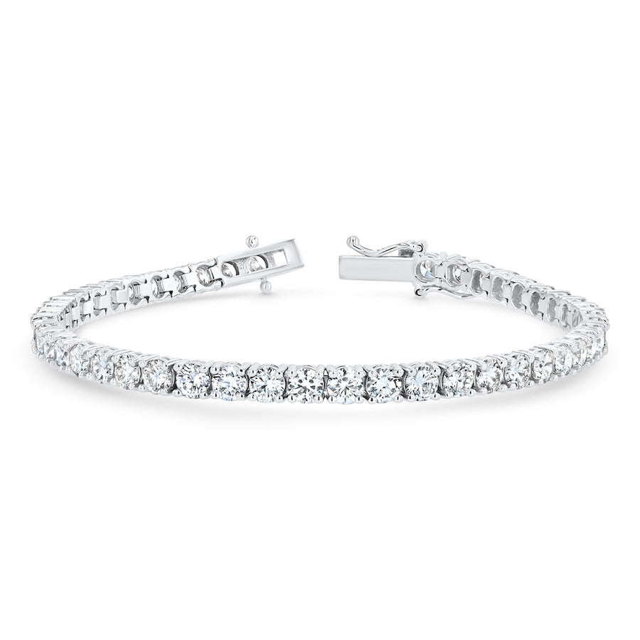 7.57 Carat Round Natural Diamond 14K White Gold Tennis Bracelet