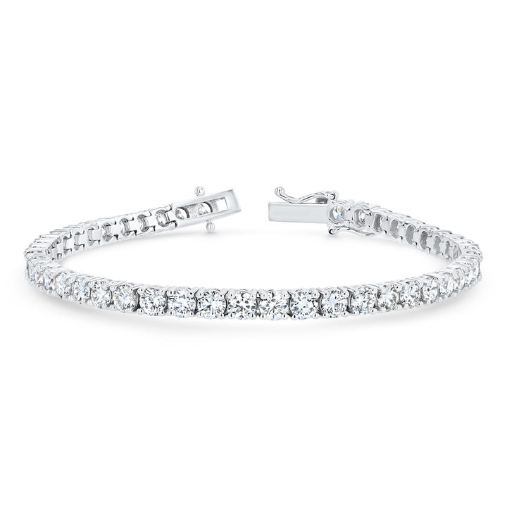 7.57 Carat Round Natural Diamond 14K White Gold Tennis Bracelet