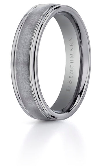 6mm Tantalum Brushed Center Polished Edge Comfort Fit Men's Wedding Band