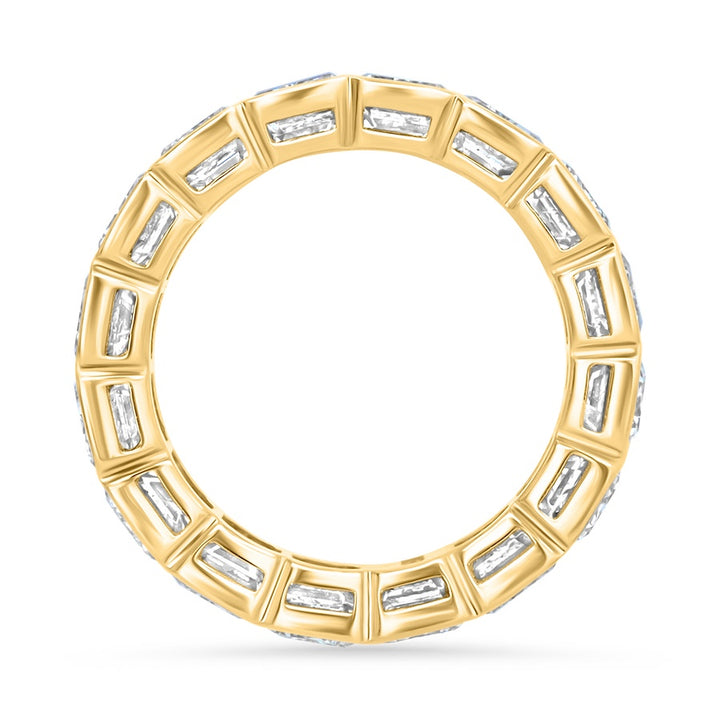 Bezel Lab-Grown Emerald-Cut Diamond 14K Yellow Gold Eternity Band