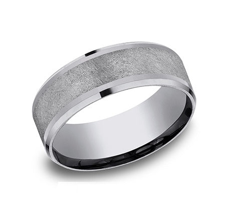 8mm Tantalum Band w/ Polished Bevel & Wire-Brushed Center