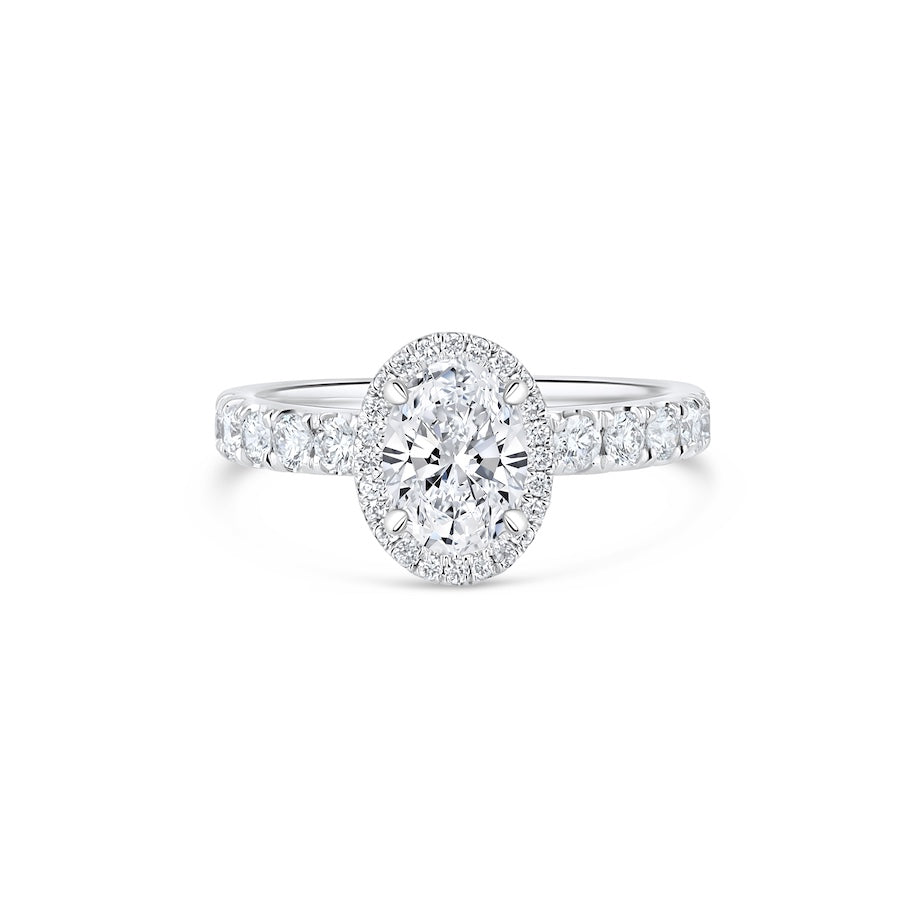 18kt White Gold Oval Mounting with 56 Diamonds 0.60ctw