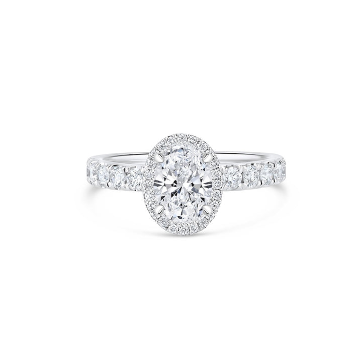 18kt White Gold Oval Mounting with 56 Diamonds 0.60ctw