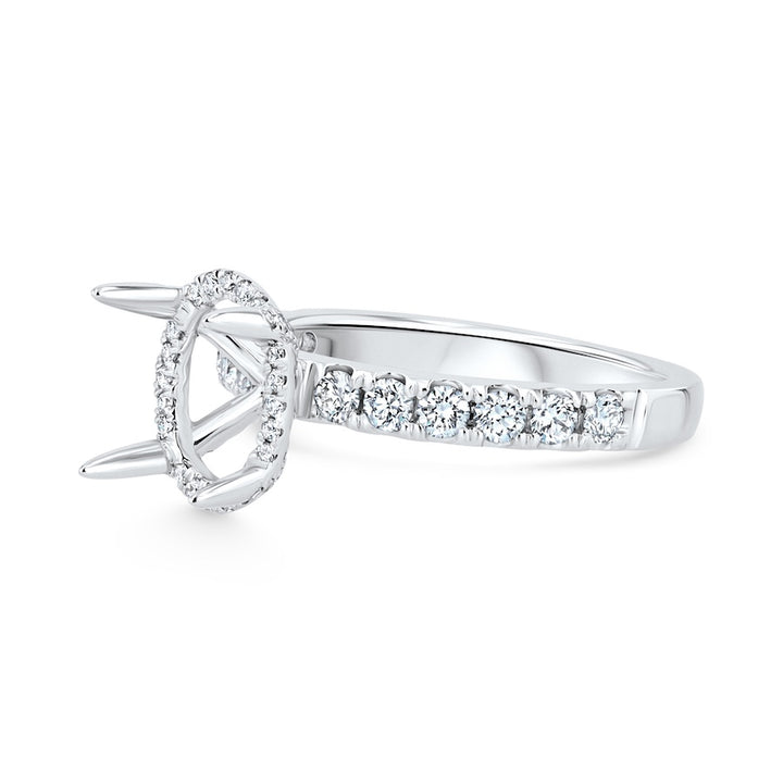 18kt White Gold Oval Mounting with 56 Diamonds 0.60ctw