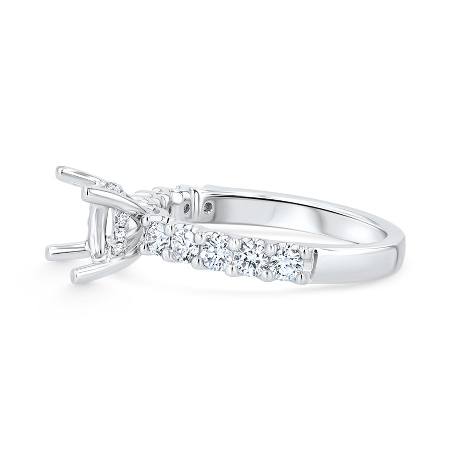 18K White Gold 4-Prong Engagement Mounting w/ 0.63ct Diamonds