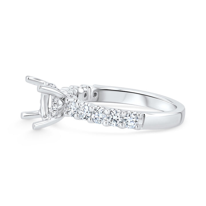 18K White Gold 4-Prong Engagement Mounting w/ 0.63ct Diamonds