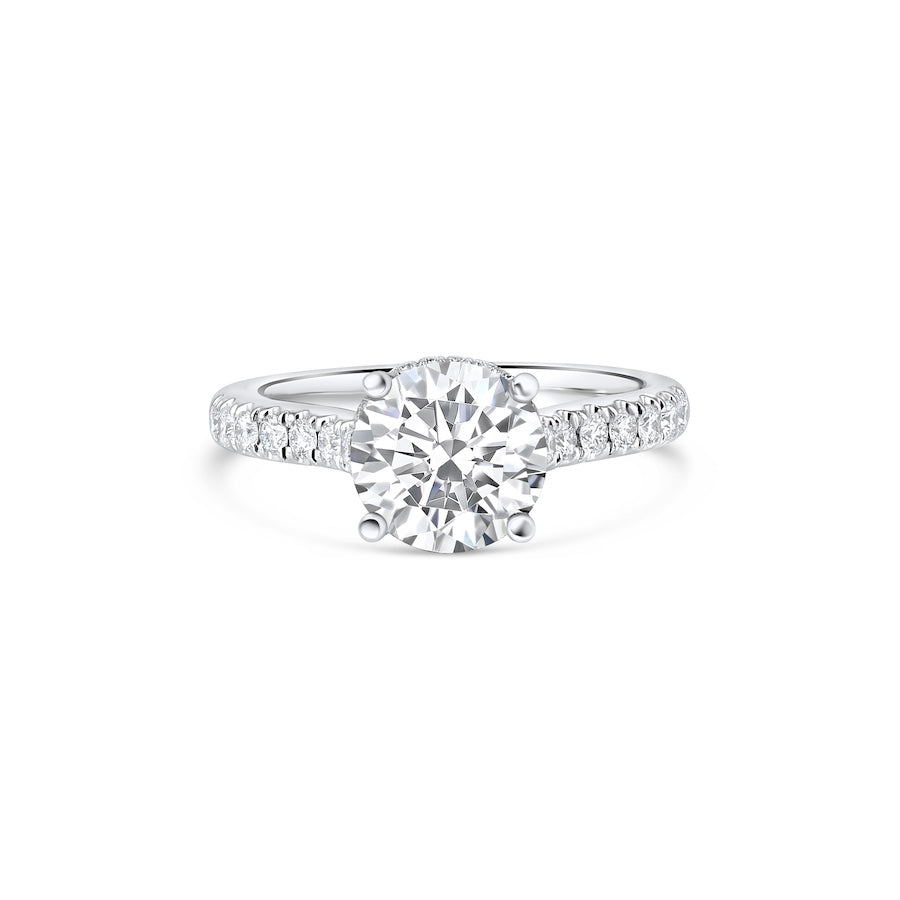 18kt White Gold 4-Prong Engagement Mounting w/ 0.37ct Diamonds