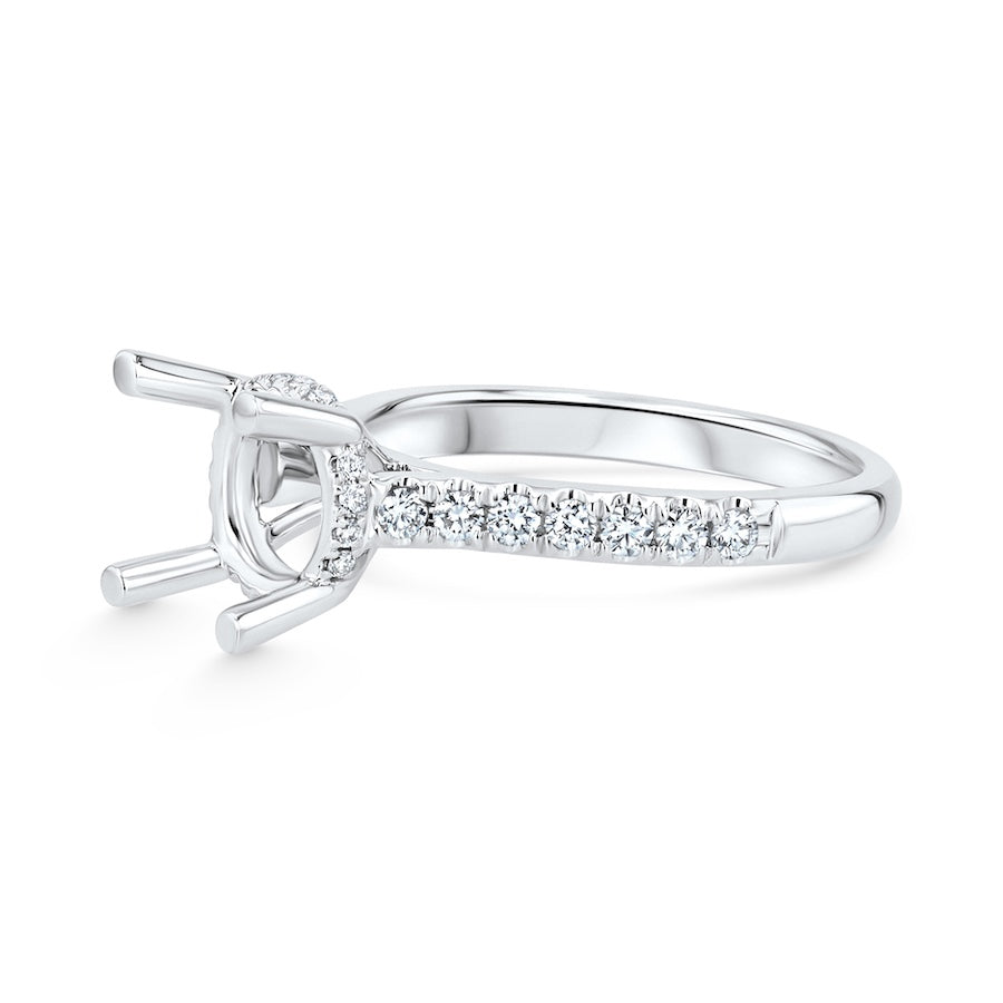18kt White Gold 4-Prong Engagement Mounting w/ 0.37ct Diamonds