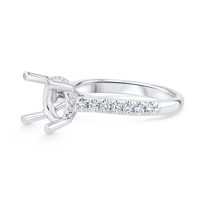 18kt White Gold 4-Prong Engagement Mounting w/ 0.37ct Diamonds