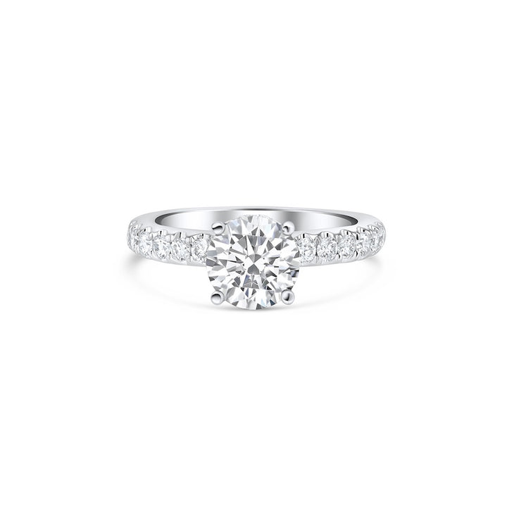 18kt White Gold 4-Prong Engagement Mounting with Accent Diamonds