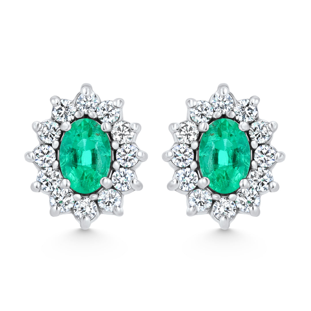 Spark Oval Emerald & Diamond Halo Earrings