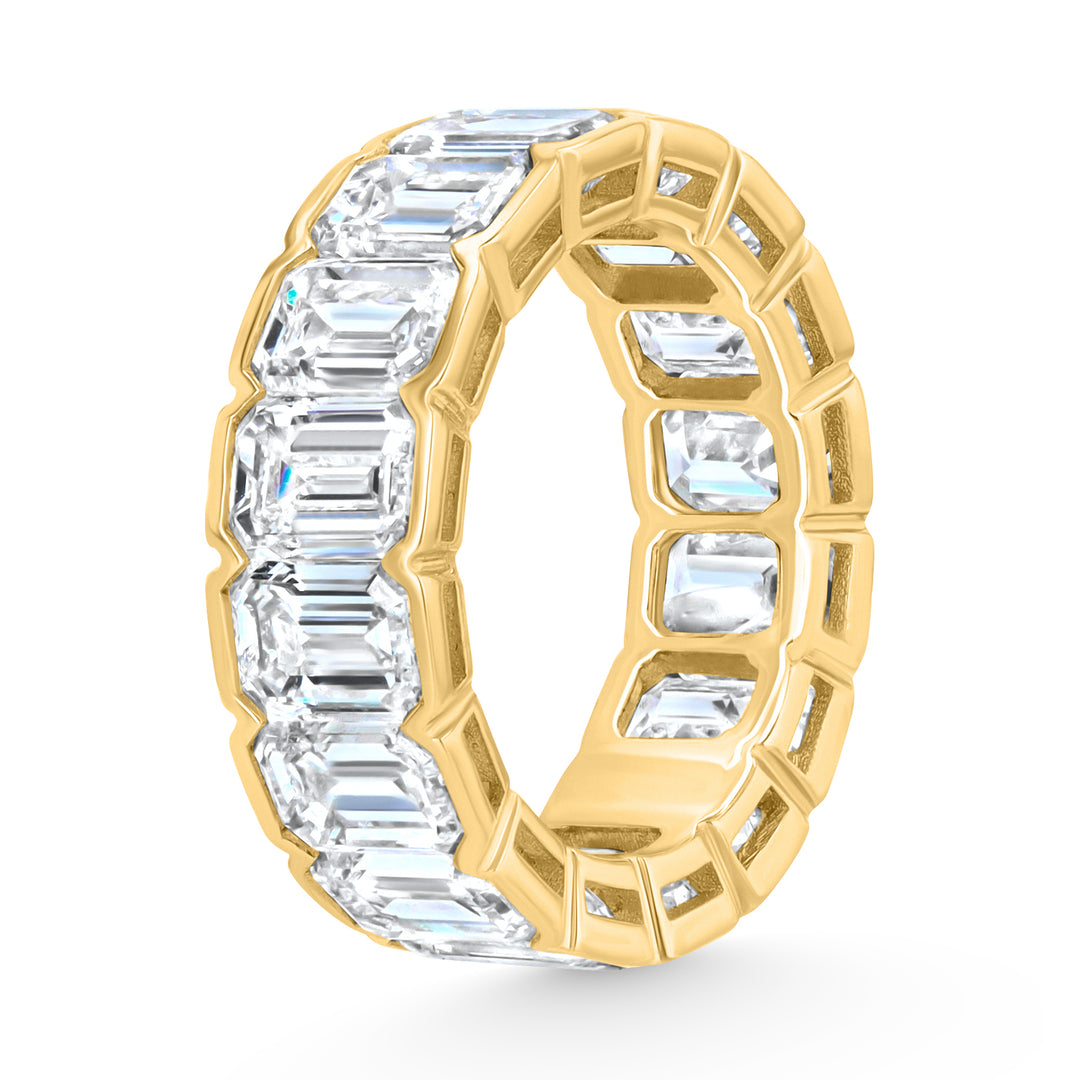 Bezel Lab-Grown Emerald-Cut Diamond 14K Yellow Gold Eternity Band