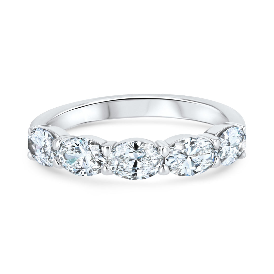 Platinum East-West Oval Diamond Band – 1.25 Carats