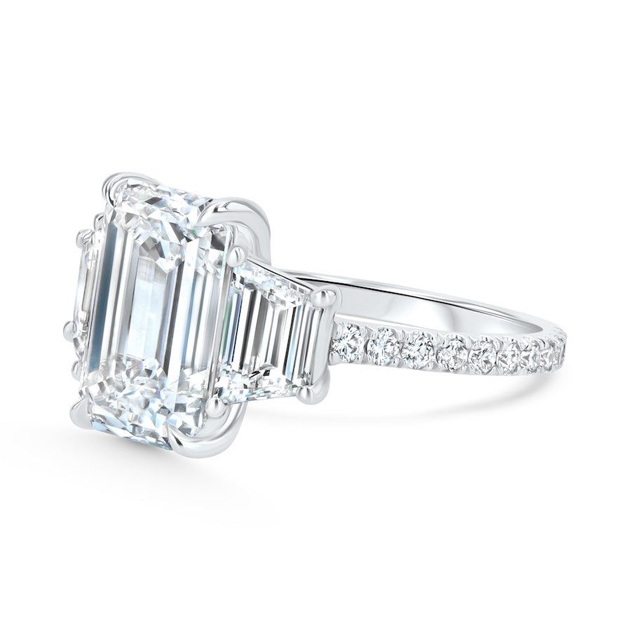 14kt White Gold Triple Emerald-Cut Lab-Grown Diamond Ring