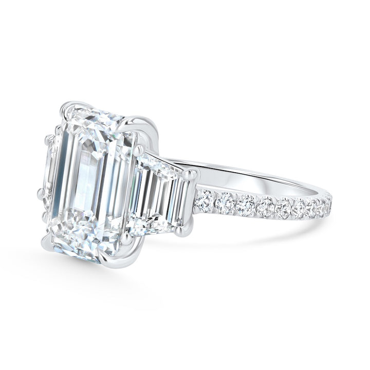 14kt White Gold Triple Emerald-Cut Lab-Grown Diamond Ring