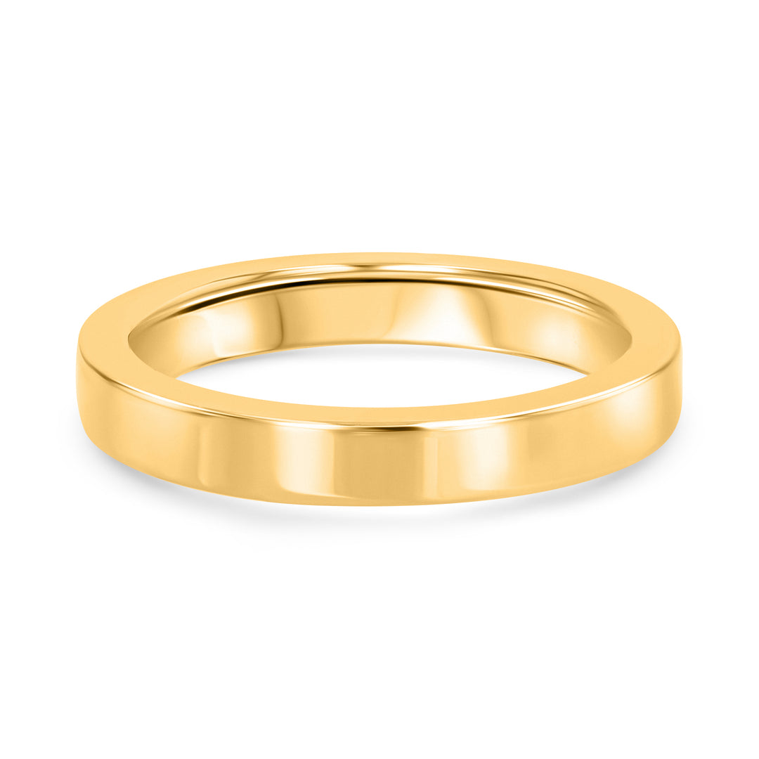 18K Yellow Gold Classic Flat Wedding Band 3mm