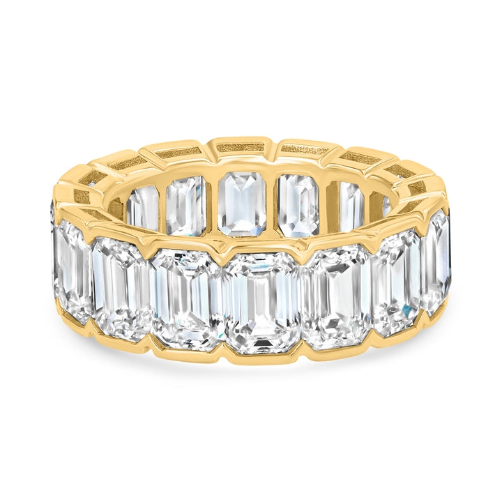 Bezel Lab-Grown Emerald-Cut Diamond 14K Yellow Gold Eternity Band