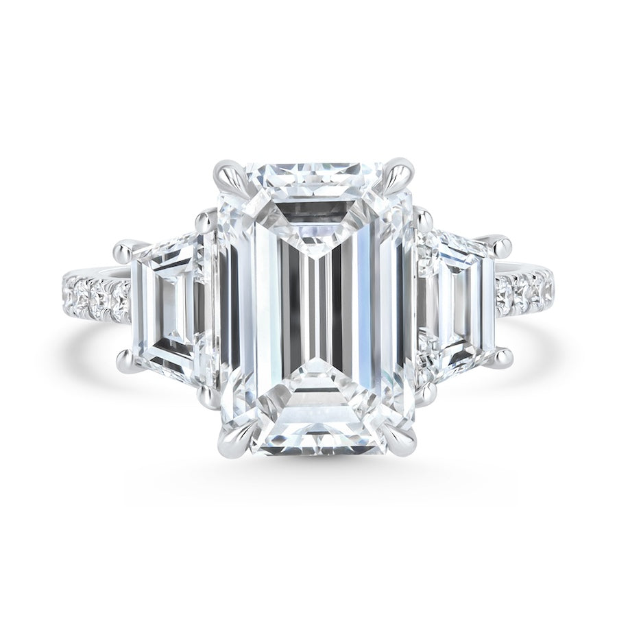 14kt White Gold Triple Emerald-Cut Lab-Grown Diamond Ring