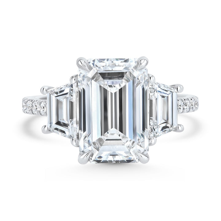 14kt White Gold Triple Emerald-Cut Lab-Grown Diamond Ring