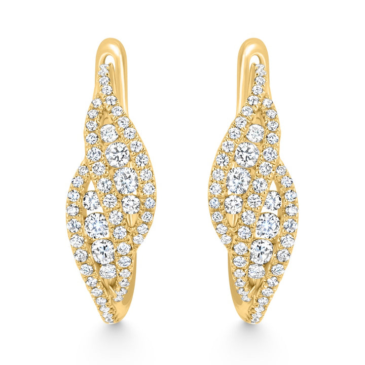 Illusive Swirl Diamond 18K Yellow Gold Hoop Earrings