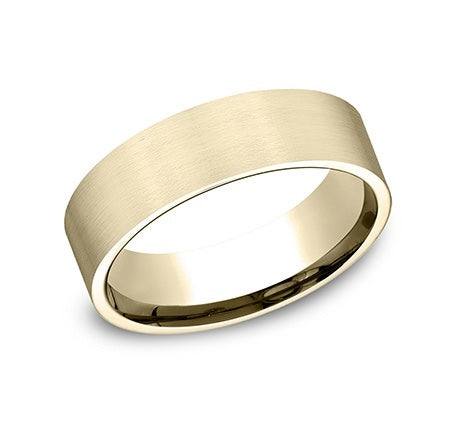 6mm 18kt Yellow Gold Men’s Satin Flat Wedding Band