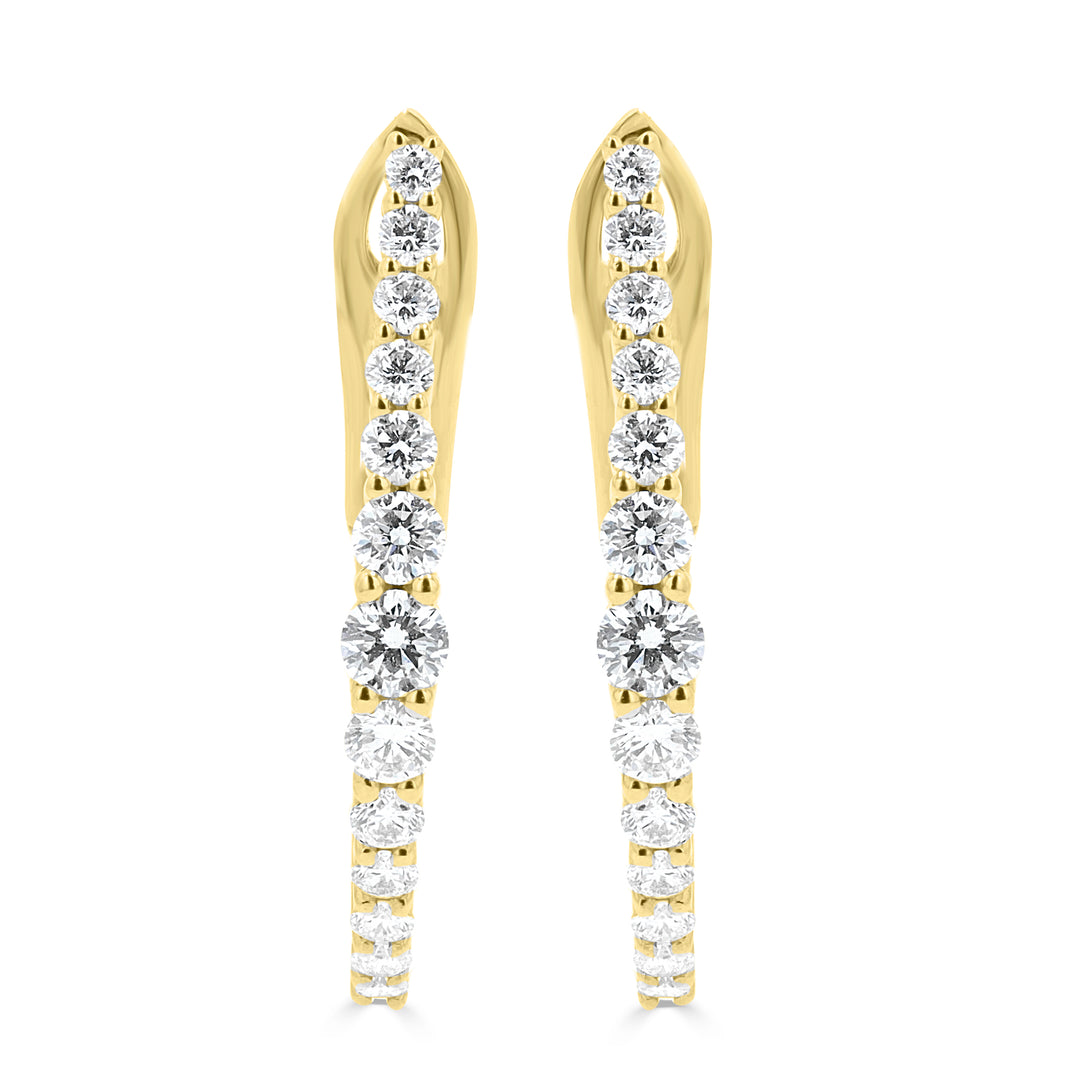V Diamond Hoop 18KY Earrings | Washington Diamond