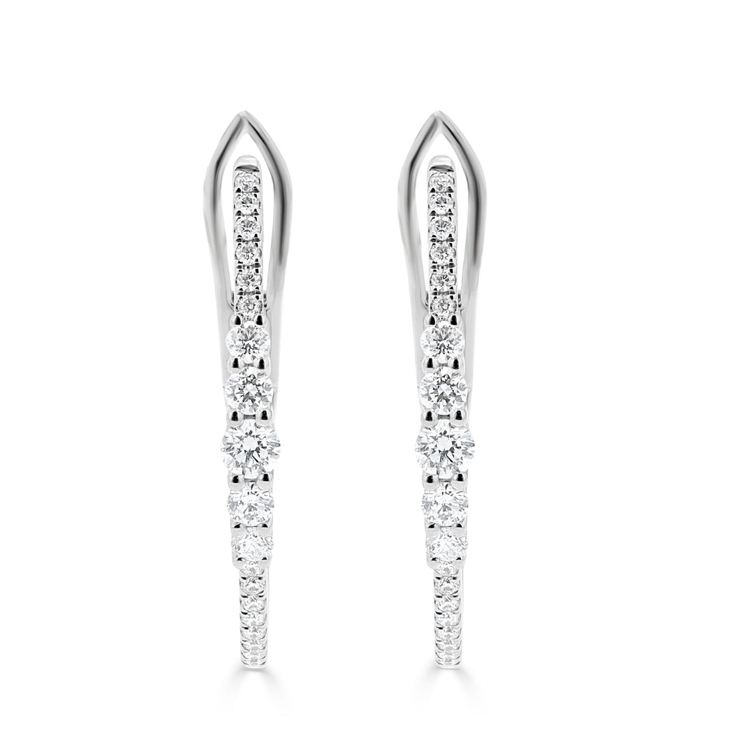 Trellis .50ct 18KW V Hoop Earrings | Washington Diamond