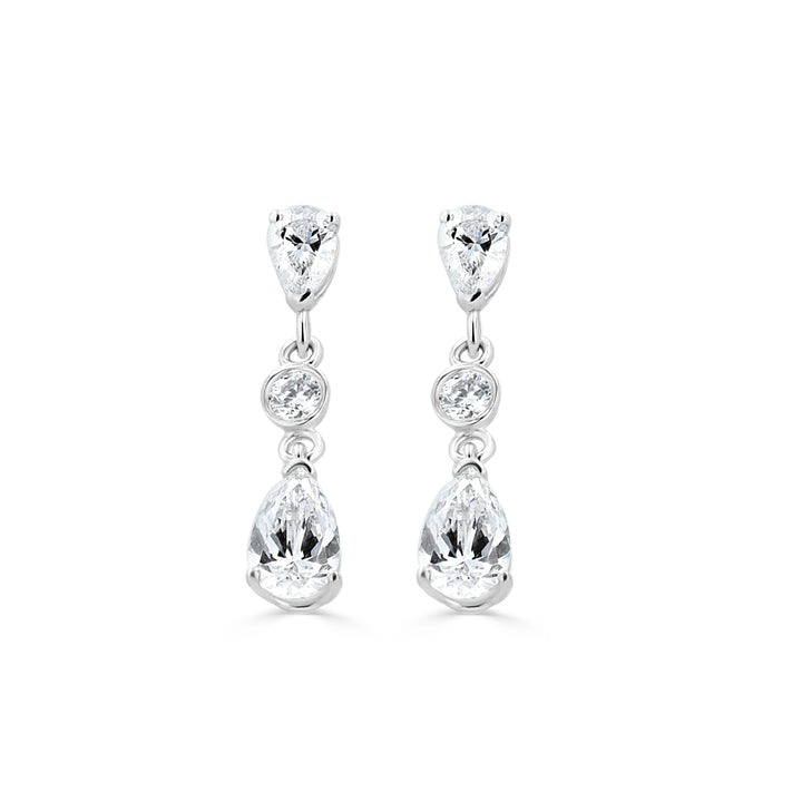 14K White Gold 1.78ct Lab-Grown Diamond Pear-Round-Pear Drops