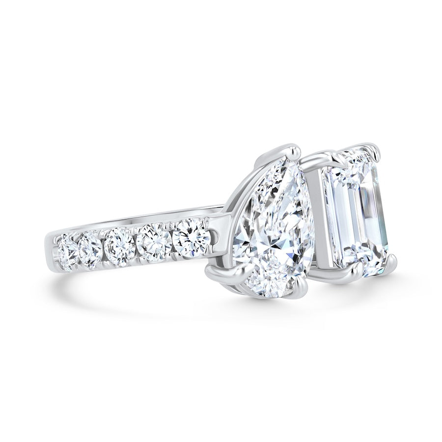 Toi Et Moi Emerald and Pear Lab-Grown Diamond 14K White Gold Engagement Ring