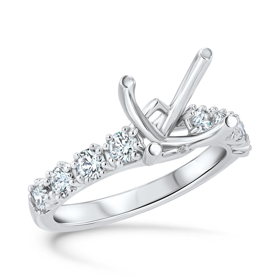 Platinum Engagement Ring Mounting with 0.75ct Diamond Accents