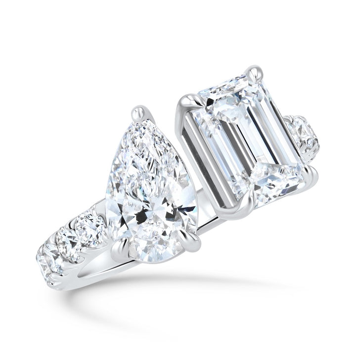 Toi Et Moi Emerald and Pear Lab-Grown Diamond 14K White Gold Engagement Ring