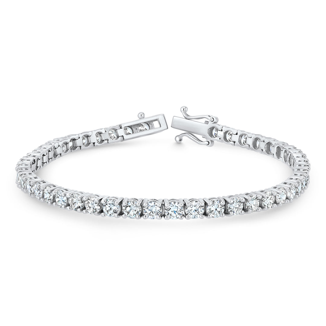 7.57ct Natural Diamond Tennis Bracelet in 14K White Gold