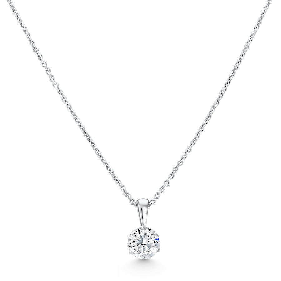 1.09 Carat Lab Diamond Three-Prong Solitaire 14K White Gold Pendant