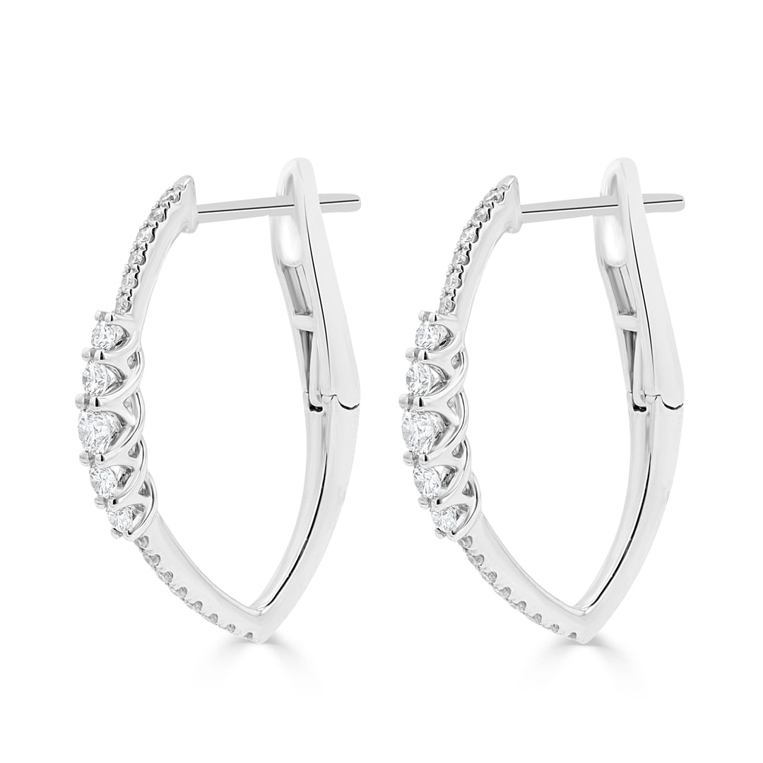 Trellis .50ct 18KW V Hoop Earrings | Washington Diamond