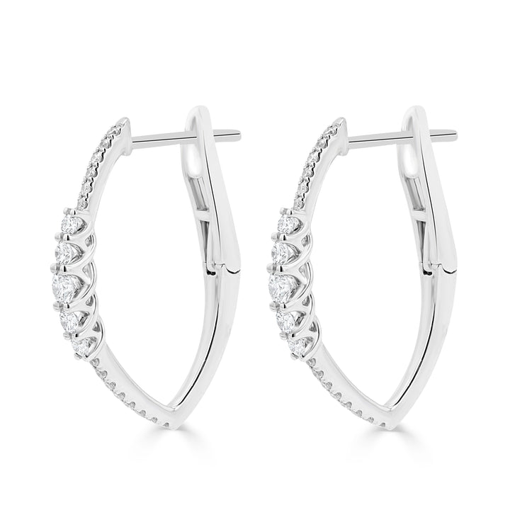 Trellis .50ct 18KW V Hoop Earrings | Washington Diamond