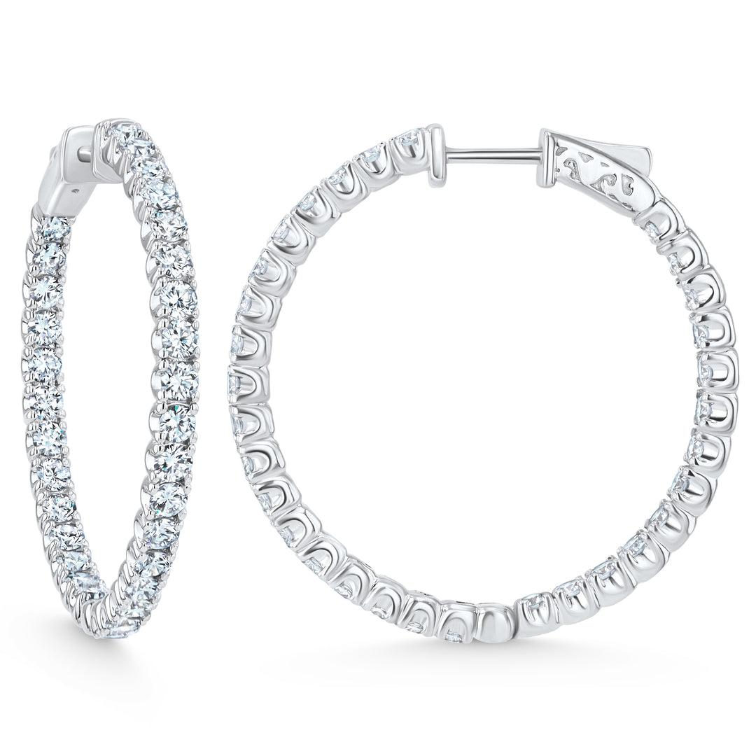 4.20ctw Lab-Grown Diamond Inside-Out Hoop Earrings 14K White Gold
