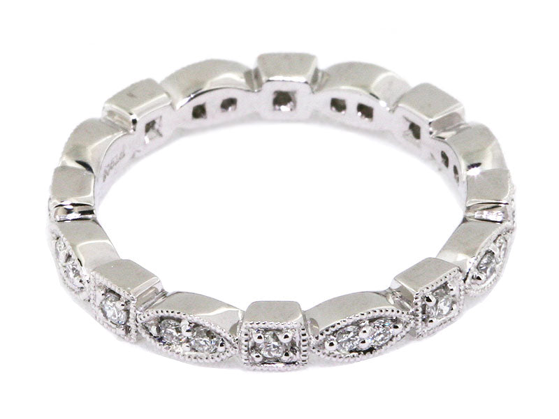 Antique Geometric-Shaped Platinum Diamond Wedding Band