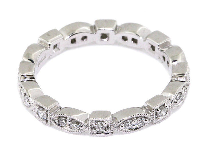 Antique Geometric-Shaped Platinum Diamond Wedding Band