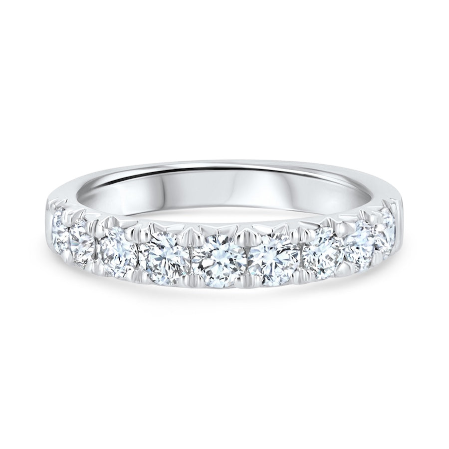 Nine-Stone 0.97 Carat Diamond 18K White Gold Split-Prong Wedding Band