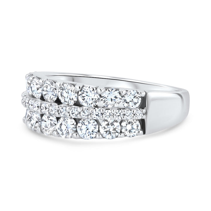 Three-Row 1.51ct Diamond 14K White Gold Fashion Ring