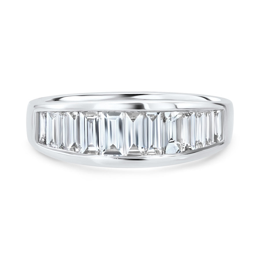 Channel-Set Baguette Diamond 18K White Gold Wedding Band
