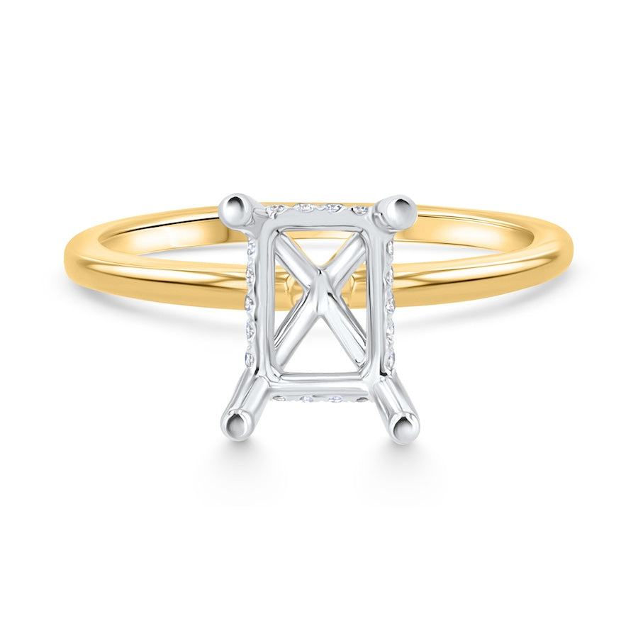 18K Yellow Gold 4-Prong Engagement Ring Setting with Diamonds