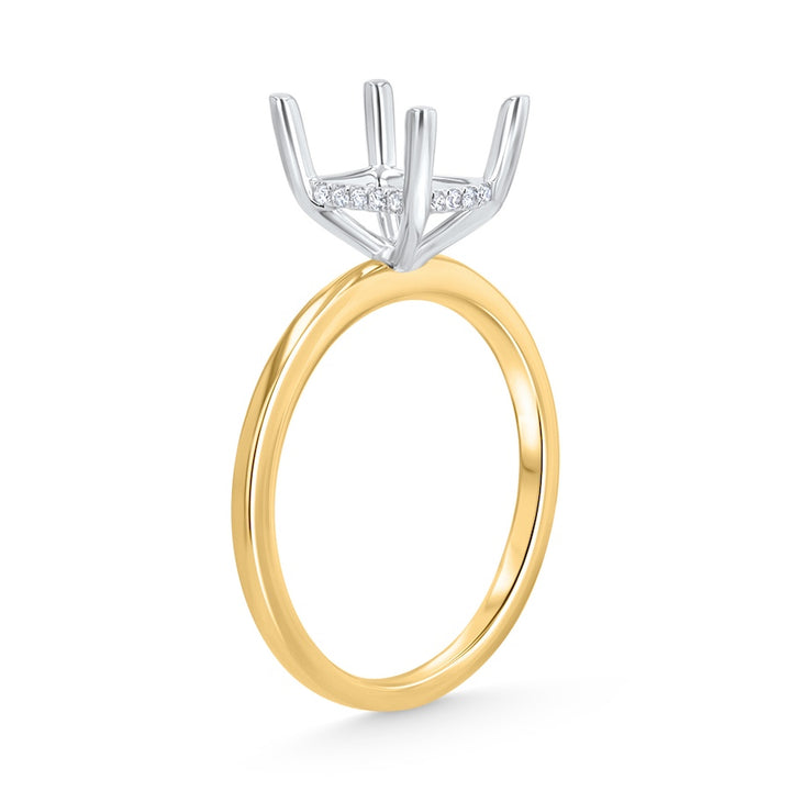 18K Yellow Gold 4-Prong Engagement Ring Setting with Diamonds
