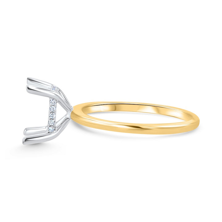 18K Yellow Gold 4-Prong Engagement Ring Setting with Diamonds